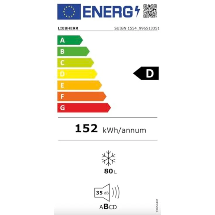 Liebherr SUIGN 1554-26 Unterbau-Gefrierschrank, NoFrost, 80L, leise 35 dB, 4-Sterne, integrierbar, Energieklasse D – Bild 2