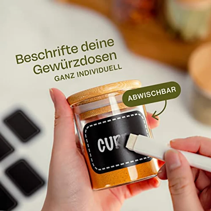 Niboline Gewürzbehälter 10er Set 120ml - Luftdicht - Spülmaschinenfest - Transparente Gewürzgläser für Gewürze und Kräuter – Bild 5