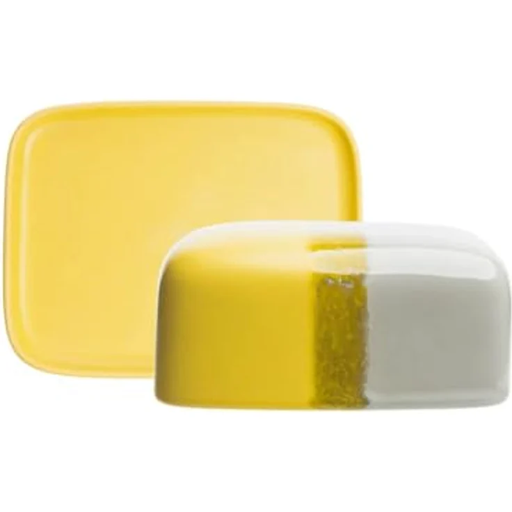 Tranquillo Butterdose INDUSTRIAL, gelb mit grauer Glasur, spülmaschinenfest und mikrowellengeeignet, 17 x 13 x 7,5 cm – Bild 4