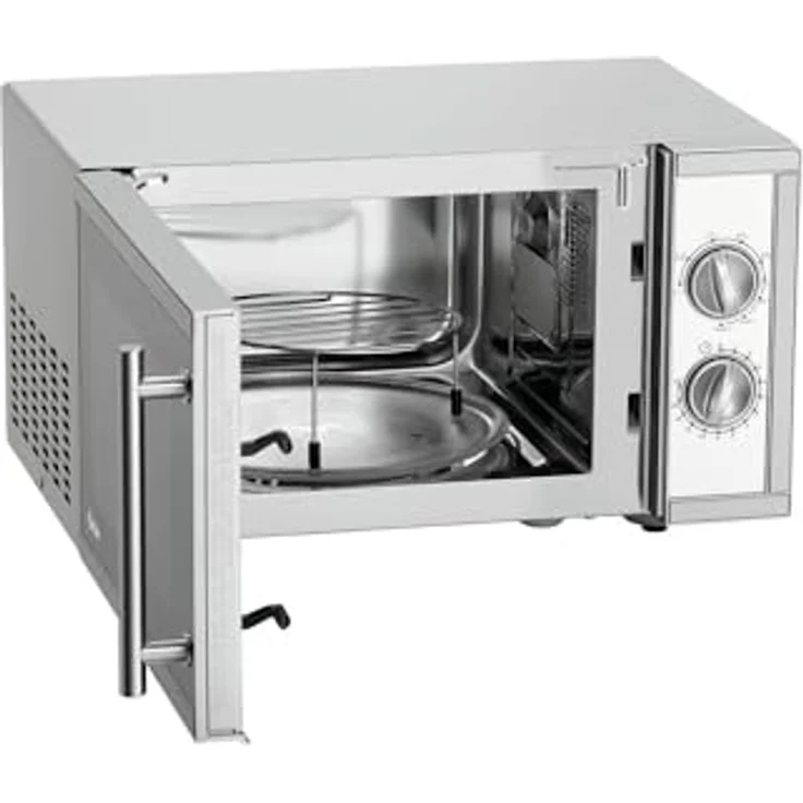 Bartscher 9231D-GR Gastro-Mikrowelle mit Grill, 900 Watt, 23 Liter Garraum, Auftauen, Drehregler, silber – Bild 3