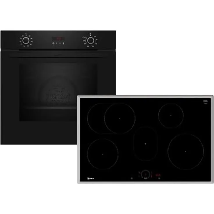 Neff BX48PIB0 Set, Pyrolyse Backofen B2CCG6AK3 und Induktionskochfeld T58SHF1L0, Schwarz, mit CircoTherm®, 71 l Volumen, 4 Kochzonen, selbstreinigend