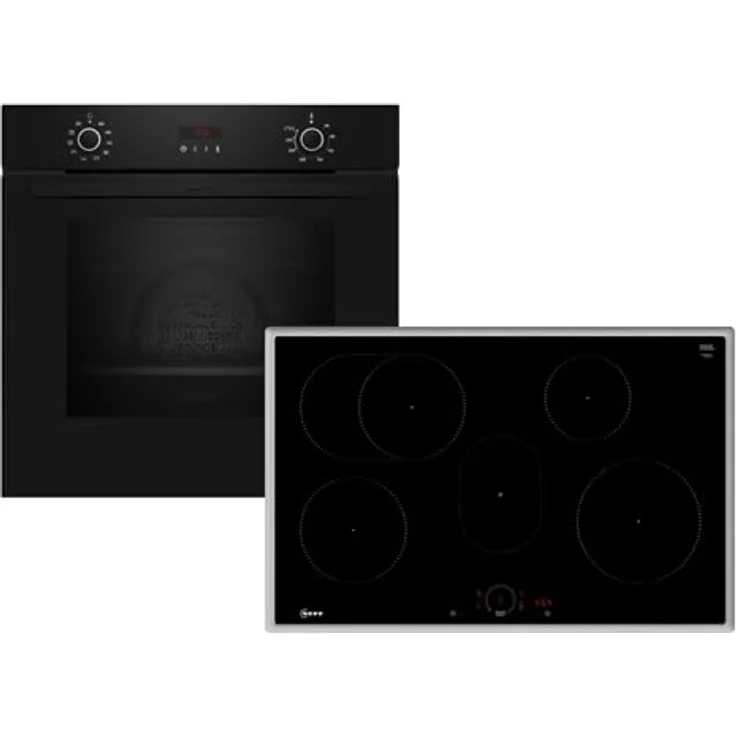 Neff BX48PIB0 Set, Pyrolyse Backofen B2CCG6AK3 und Induktionskochfeld T58SHF1L0, Schwarz, mit CircoTherm®, 71 l Volumen, 4 Kochzonen, selbstreinigend – Bild 1