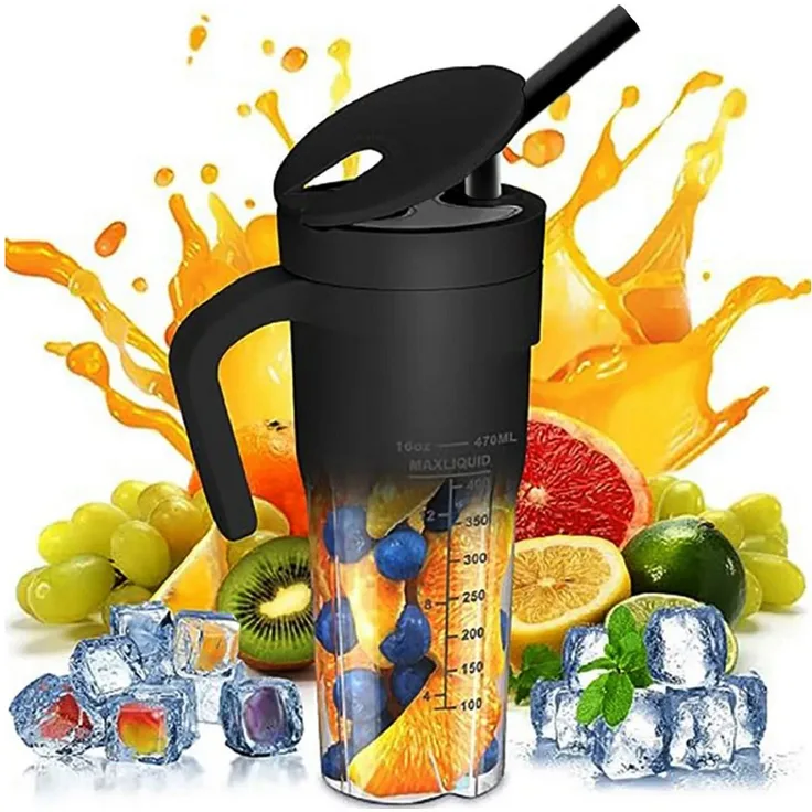 Comfy Mate Tragbarer Standmixer, 470ml, 150 W, USB Wiederaufladbar, 4000mAh Akku, 6 Klingen für Smoothies und Shakes