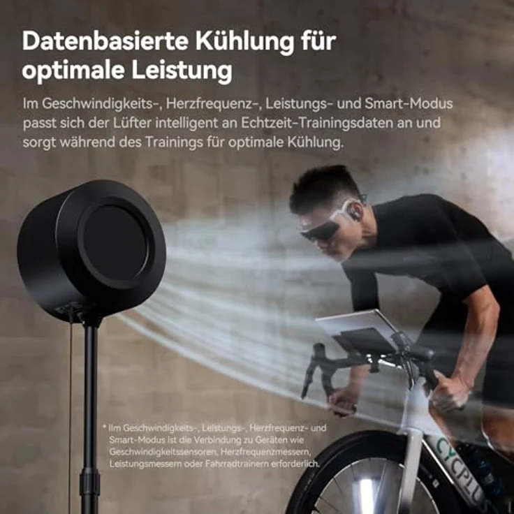 CYCPLUS Intelligenter Indoor-Radfahrventilator, BLDC-Motor, 5 Geschwindigkeitsmodi, Fernbedienung und APP-Steuerung, geräuscharm, Bluetooth/ANT kompatibel – Bild 5