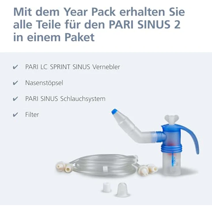 PARI SINUS 2 Year Pack – Set zum Austauschen für Ihr Inhalationsgerät – LC SPRINT SINUS Vernebler Nasenstöpsel, Schlauchsystem und Filter – Bild 4
