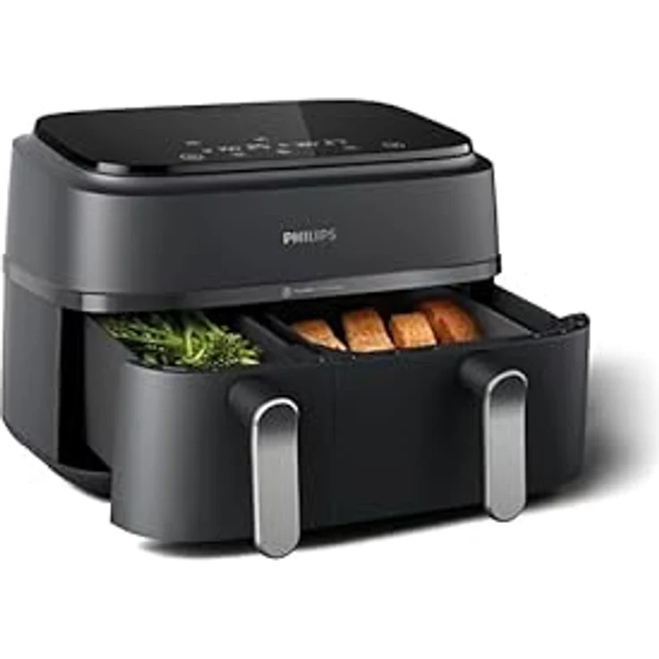 Philips Heißluftfritteuse 3000 Series NA352/00, Dual Basket Airfryer mit 9L Kapazität (3L+6L), 2750 W, RapidAir Technologie, Digitales Display, HomeID App, Schwarz/Kupfer - Preisvergleich – Bild 4