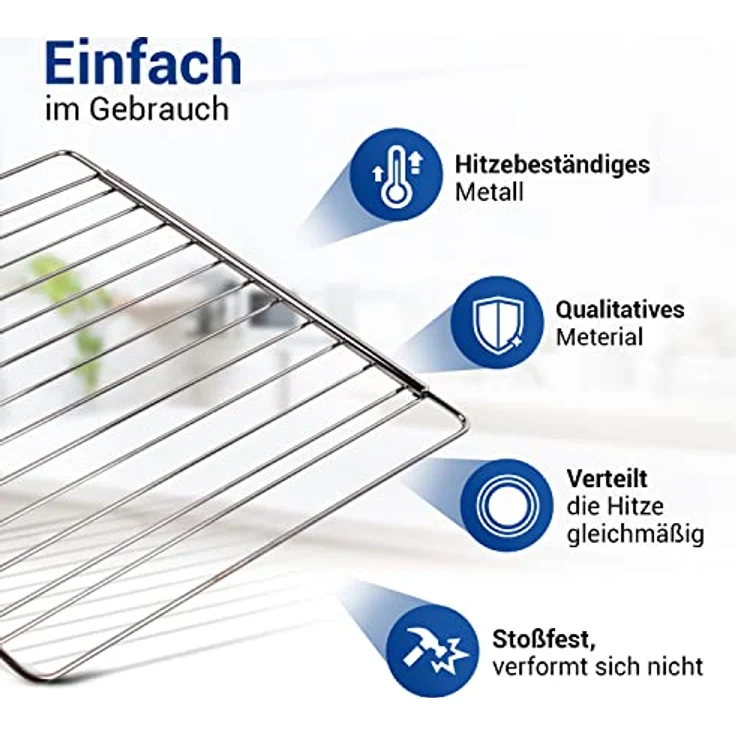 VIOKS Ausziehbarer Backofen Gitterrost 350/520mm x 320mm, Edelstahl Grillrost, verstellbar und pflegeleicht für Backofen und Herd – Bild 2