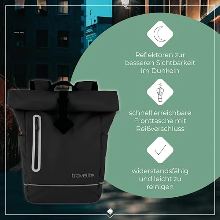 travelite BASICS Roll-Up Rucksack, wasserfestes Plane Material, atmungsaktive Rückwand, ideal für Wanderungen und Freizeit, in vielen Trendfarben erhältlich – Bild 5