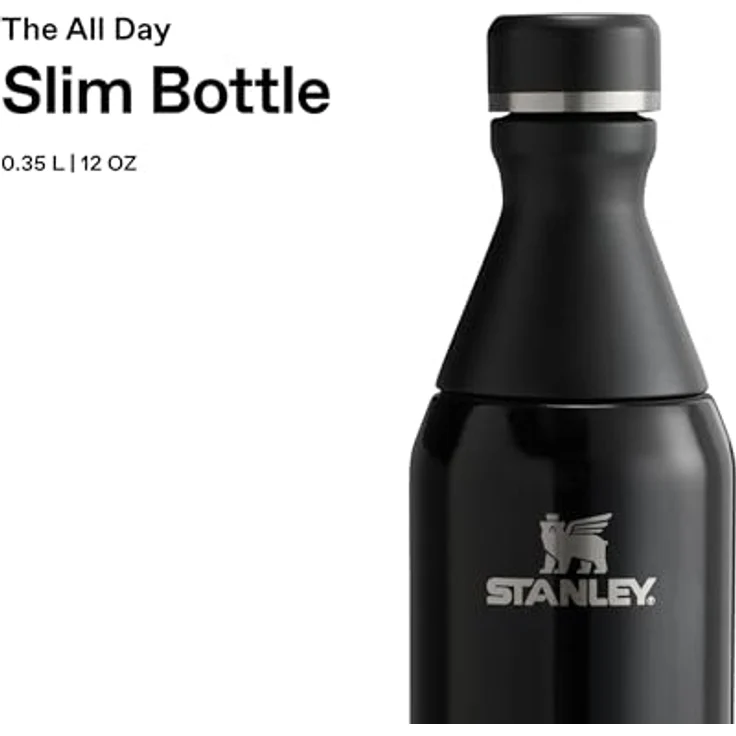 Stanley 1913 All Day Slim Edelstahl Trinkflasche 0.35L - Auslaufsicher, BPA-frei, spülmaschinenfest, Kühlt 3 Stunden, Eisgekühlt bis 9 Stunden - Black – Bild 3