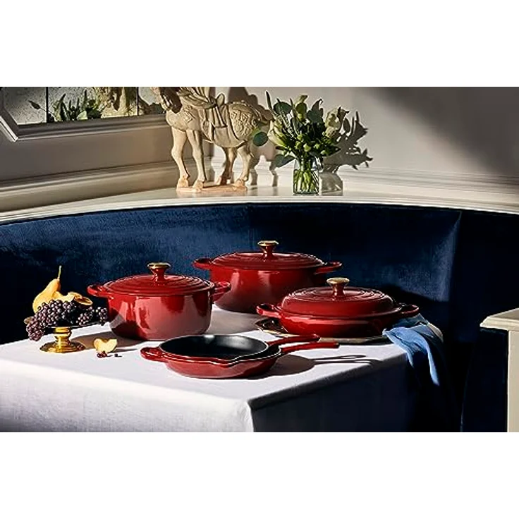 LE CREUSET Cocotte Red Signature 24 Garnet 21177249494441 Gusseisen-Konstruktion, vorbeschichtet, langlebig, vielseitiger Deckel, ofengeeignet – Bild 5