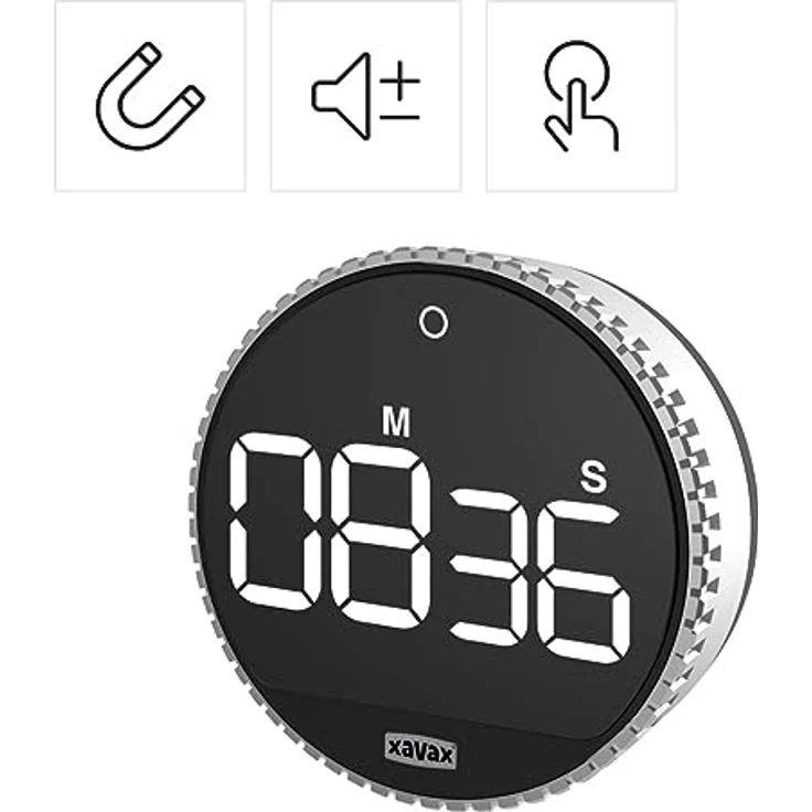 Xavax Timer digital mit Magnet für Backofen, Sport oder Desktop, Eieruhr magnetisch mit Batterie für eine smart Kitchen, digitaler Küchentimer als Kurzzeitwecker oder Küchenwecker mit Alarm u. Ton – Bild 2