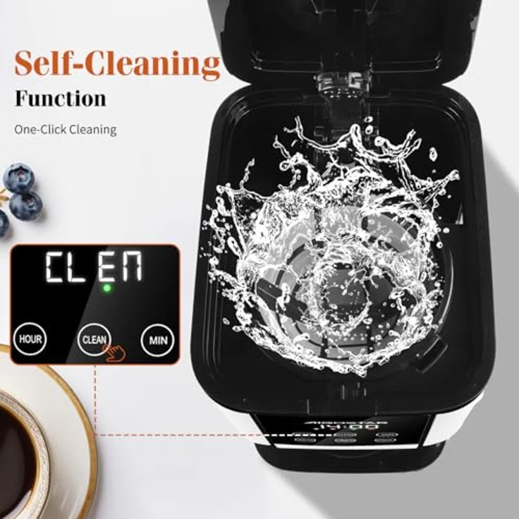 Aigostar Kaffeemaschine mit Mahlwerk und 60g elektrischer Kaffeemühle, programmierbar 24h, 1,5L, 1000W, Tropf-Stopp, AutoClean, Warmhaltefunktion – Bild 7