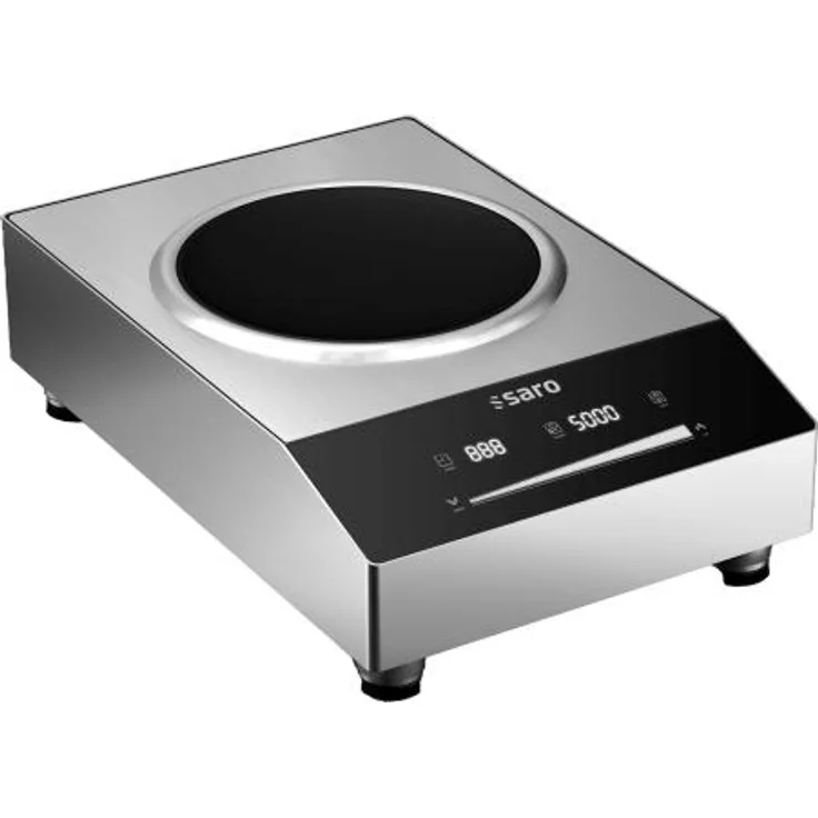 SARO Wok-Induktionskochfeld CHIOS, Edelstahlgehäuse mit 280 mm Glaskeramik-Kochplatte, 12 Heizstufen, Touchscreen, 5 kW Leistung