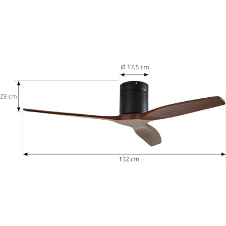 Lucande Deckenventilator Vindur, 3-flüglig aus Holz in dunklem Walnuss, mit Fernbedienung und DC-Motor, geräuscharm – Bild 3