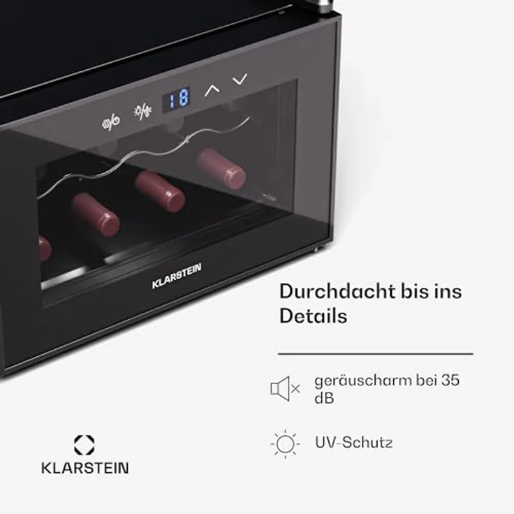 Klarstein Shiraz 8 Uno Weinkühlschrank, 8 Flaschen, 8-18 °C, Touch-Control, Schwarz – Bild 5
