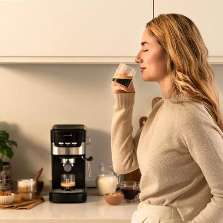 Cecotec Power Espresso 20 Pecan, Siebträgermaschine mit 1100 W, 20 bar Druckpumpe, Milchaufschäumer und 1,25 L Wassertank – Bild 10