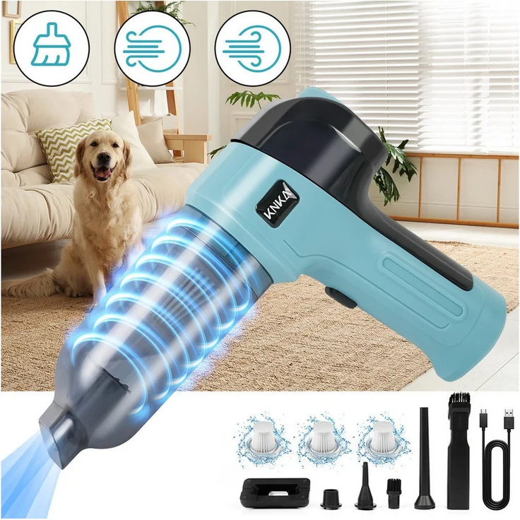 KNKA PRO Akku-Handstaubsauger 3-in-1, 120 W, mit 9000 Pa Saugkraft für Auto, Haus und Tierhaare, kabelloses Design, inkl. Zubehör und HEPA-Filter