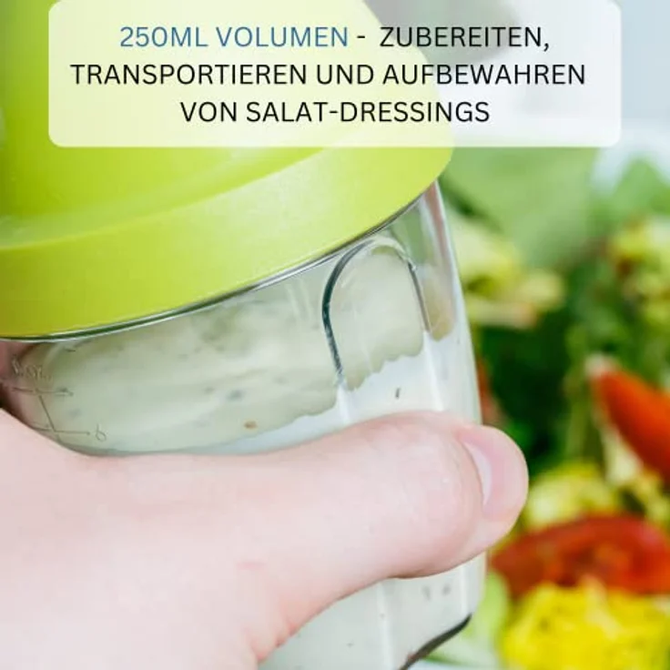 Westmark Mini-Dressingshaker, Schüttelbecher, Mit herausnehmbarer Mixscheibe, Füllvolumen: 0,25 Liter, Kunststoff, Mix-Ei, Apfelgrün-Transparent, 3089227A – Bild 3