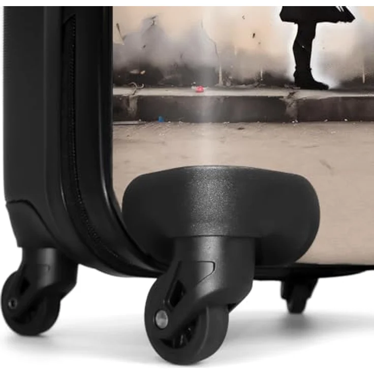 NoBoringSuitcases.com© Hartschalen-Trolley Mädchen mit Luftballons 55x35x20cm, 4 Rollen, Reisetasche mit Rollen, Koffer Handgepäck Flugzeug – Bild 6