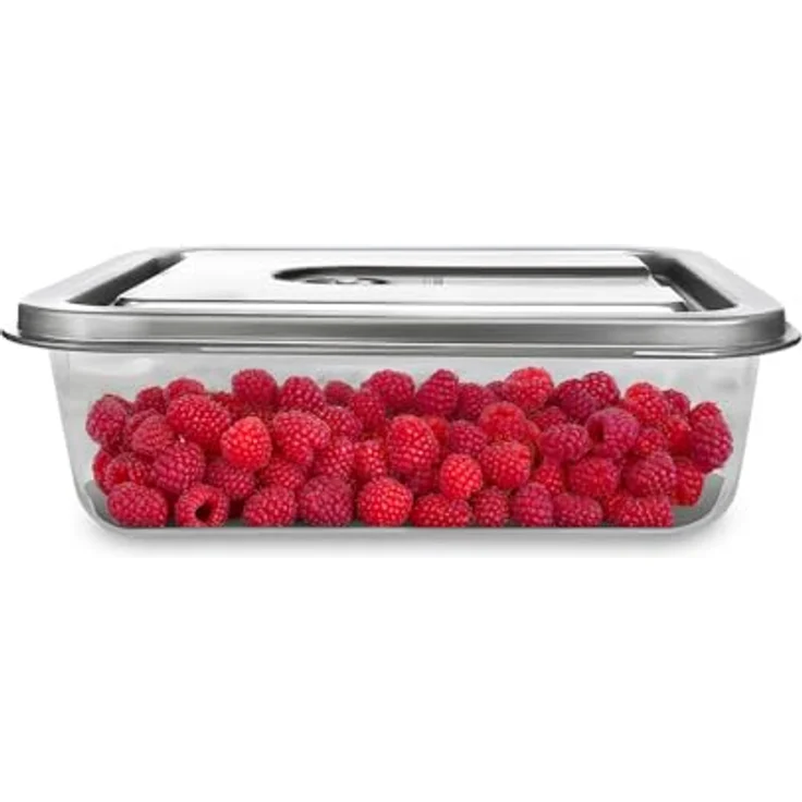 Caso VacuBoxx Inox XL 4.5-Vakuum-Frischebehälter, 4500 ml, für druckempfindliche und flüssige Lebensmittel, BPA-frei, backofenfest, spülmaschinenfest, gefrierfest – Bild 1