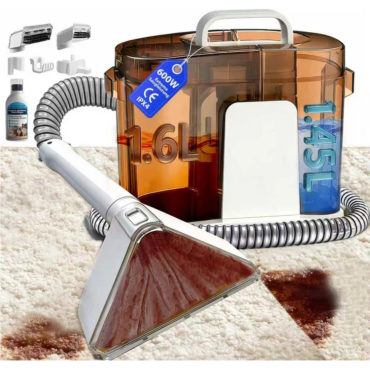 Grenintol C1 Teppichreinigungsgerät, 25kPA Waschsauger mit 600W, Amber-Design, XL-Doppeltanksystem und 3-in-1 Zubehörset