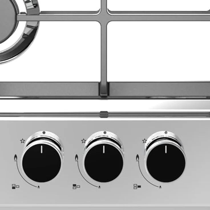 KKT KOLBE G453ED, Gaskochfeld 44,5 cm, 6,2 kW, 3 Flammig, Rahmenlos, Wok-Zone, Edelstahl, Propangas/Erdgas – Bild 5