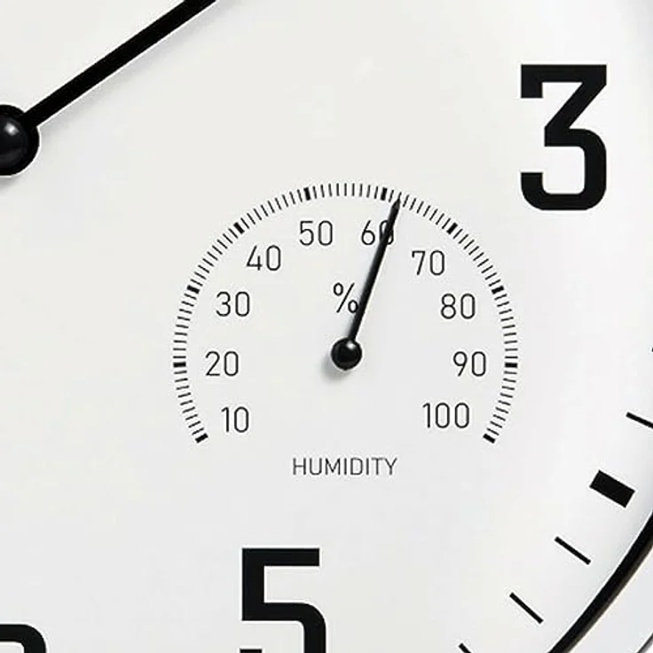 Miraval Wanduhr Thermometer Hygrometer 250 mm Küchenuhr Wohnzimmer Luftfeuchtigkeit Temperaturanzeige Analog Bürouhr Moderne Wanduhr (Weiß) - Preisvergleich – Bild 3