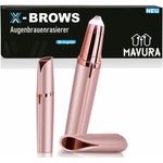 MAVURA X-BROWS Augenbrauenrasierer Gesichtshaarentferner elektrisch 18k vergoldet Flawless, Rosa