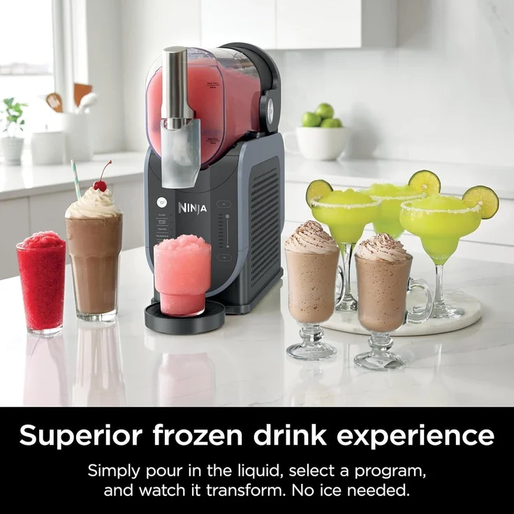 Ninja Slushi FS301 Speiseeismaschine – 2,5L, für Sorbet, Slush Ice, Frozen Joghurt & Drinks, Timer, spülmaschinengeeignet, schwarz – Bild 2