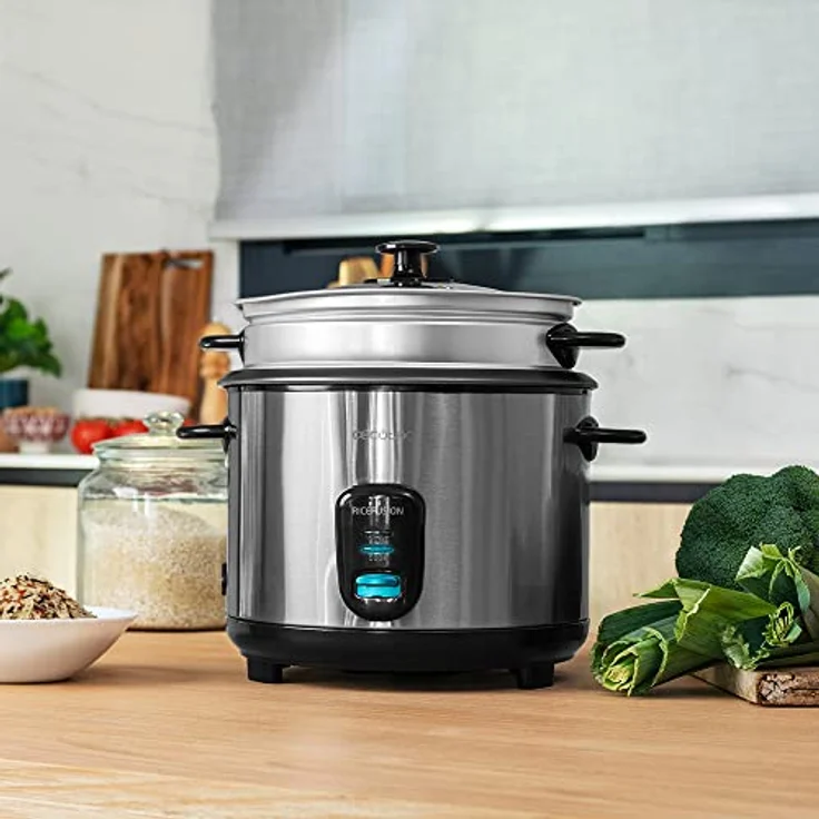 Cecotec RiceFusion 7000 Inox Reiskocher, 700W, 1,8 L, Wärmhaltefunktion, Dampfschale, Edelstahl, silber – Bild 3