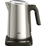 Braun Wasserkocher WK 5205 BK 1,7l Edelstahl/schwarz, Touch-Control-Bedienung, Warmhaltefunktion, 360 Grad Anschluss-Sockel