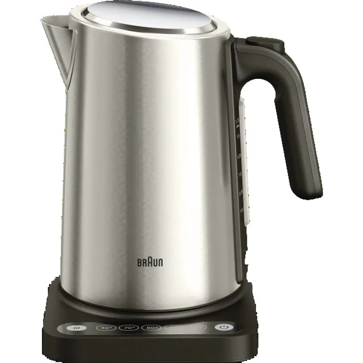 Braun Wasserkocher WK 5205 BK 1,7l Edelstahl/schwarz, Touch-Control-Bedienung, Warmhaltefunktion, 360 Grad Anschluss-Sockel