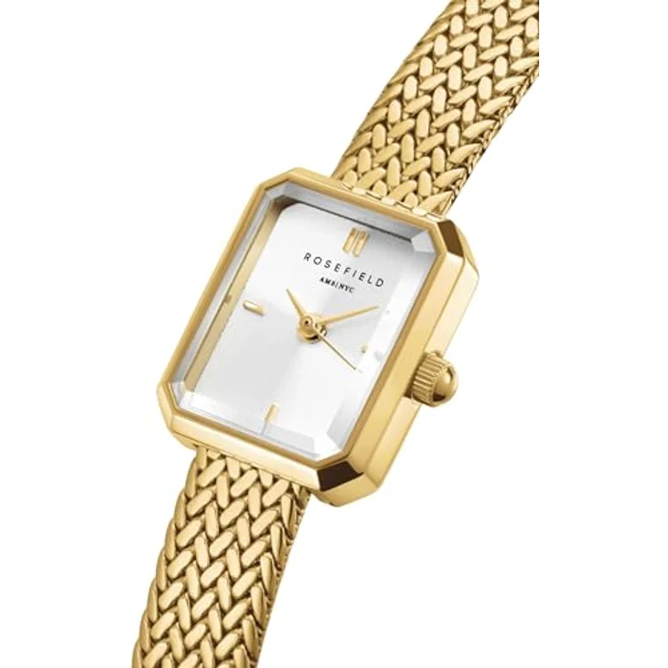 Rosefield Minis Damenuhr Mesh-Armband, Edelstahlgehäuse in 23K roségold und Mini Oval Zifferblatt, 3 ATM wasserdicht – Bild 3