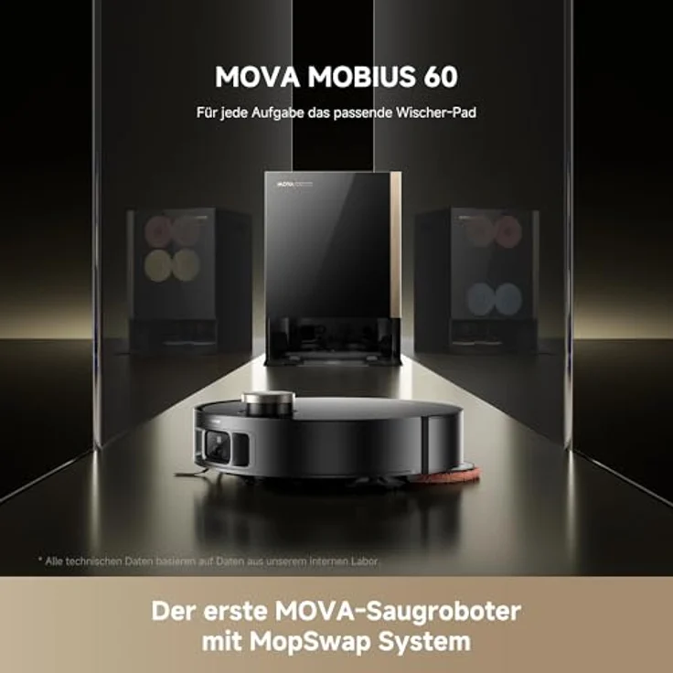 Mova Mobius 60, Saugroboter mit MopSwap-System, 30.000 Pa Saugleistung, dynamischem Saugrückhaltesystem und Hindernisüberquerung bis 8 cm – Bild 2