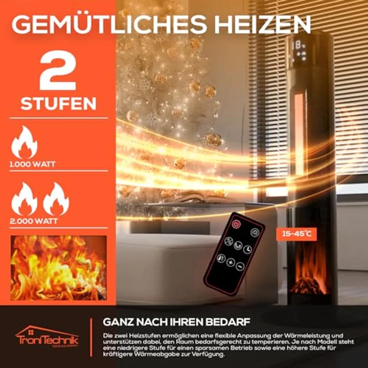 Tronitechnik Turm-Keramikheizer mit 2000 Watt, PTC Keramikheizelement TT-KH-073, Heizlüfter – Bild 4