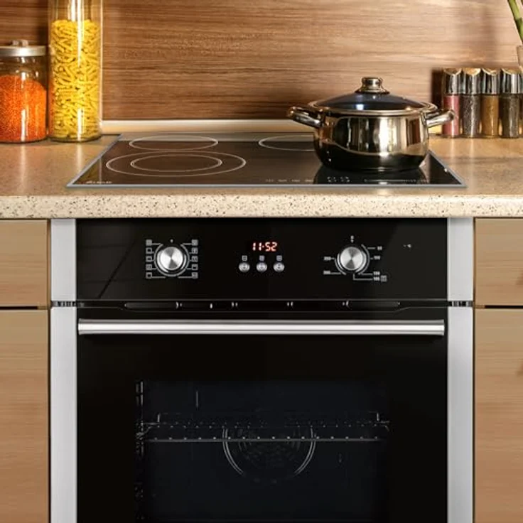 KKT KOLBE Autarkes Herdset SET8805CH59AL, 60cm Einbaubackofen BO8805SS und 59cm Kochfeld CH5901AL, Heißluft, Timer, 2-fach Wärmeschutzverglasung, Kindersicherung, Knebelbedienung, Energieeffizienzklasse A+ – Bild 2