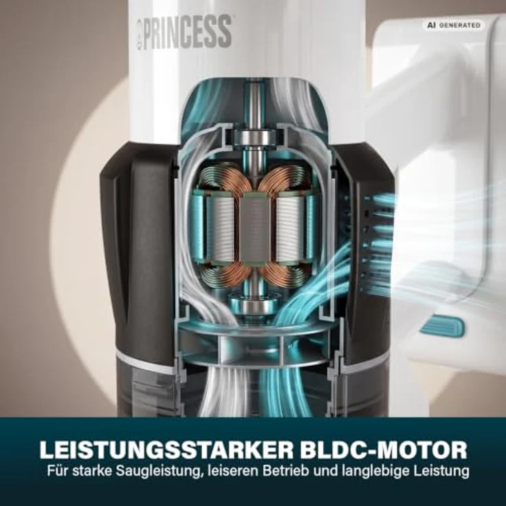 Princess Akku Staubsauger 339520, 150 AirWatt, Bis zu 50 Minuten Laufzeit, Weiß – Bild 7