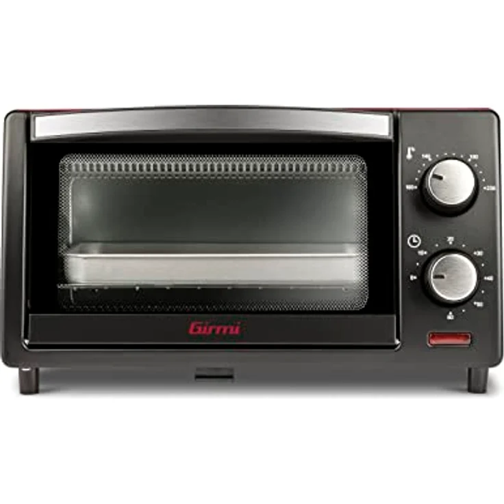 Girmi FE10 Elektrischer Ofen, 800 W, 10 Liter, Edelstahlrost, Einstellbarer Thermostat, 60-Minuten-Timer, Inklusive Zubehör, Schwarz/Rot. – Bild 4
