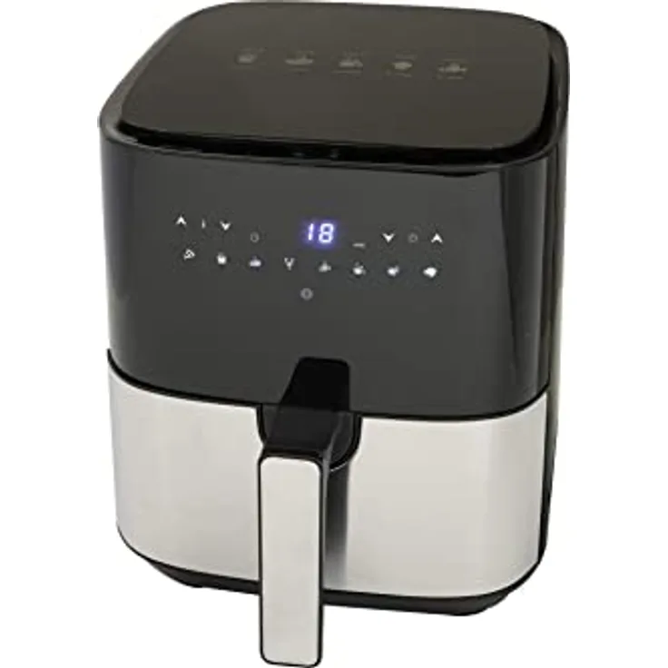 DESKI Heißluftfritteuse 5 Liter Edelstahl schwarz 1450 Watt Touch Display
