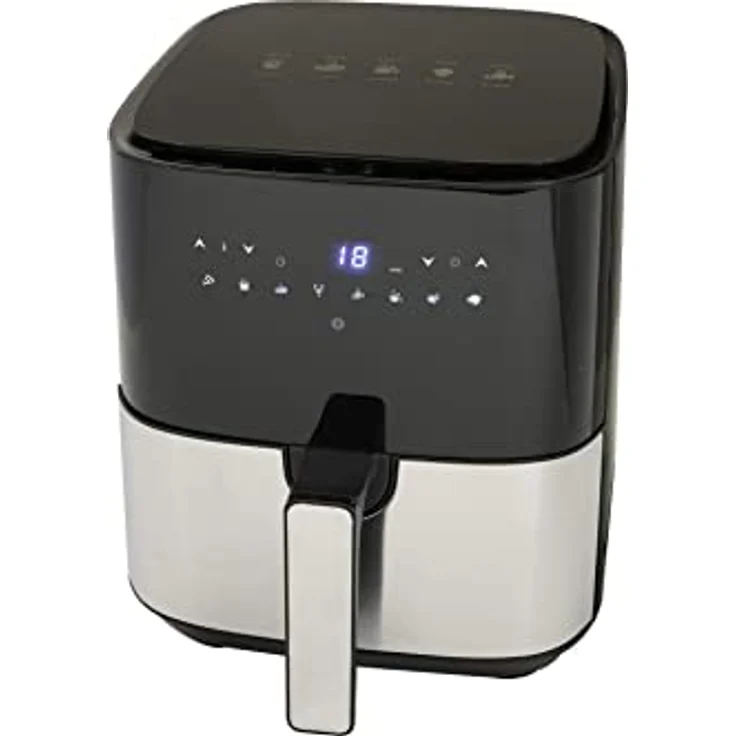 DESKI Heißluftfritteuse 5 Liter Edelstahl schwarz 1450 Watt Touch Display – Bild 1