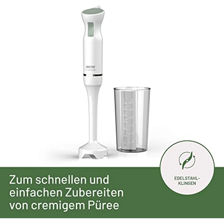 Imetec 7500, Stabmixer 800 W mit 0,7 l Mixbecher, ergonomisches Design, grün/weiß – Bild 2