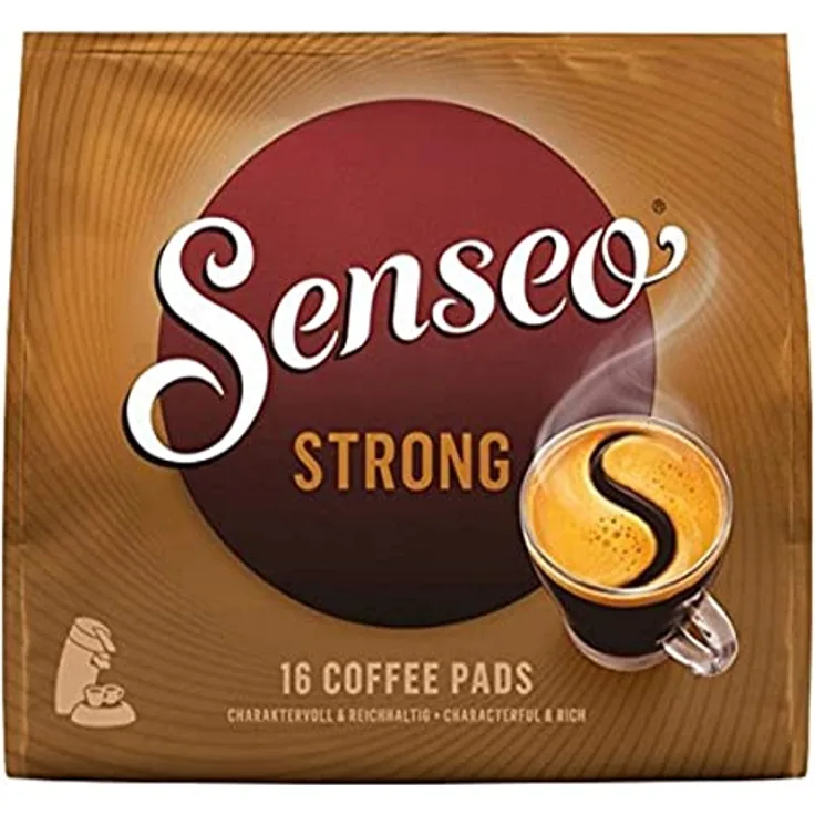 Senseo Kaffeepads Kräftig / Strong, Intensiver und Vollmundiger Geschmack, Kaffee, 16 Pads