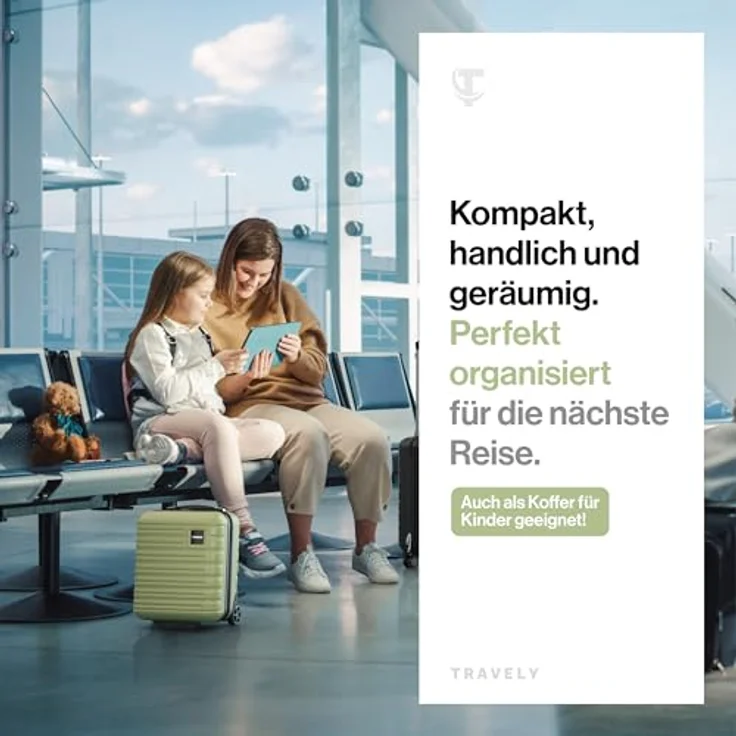 Travely Premium Handgepäck Koffer 40x30x20cm, 26L mit sanften Rollen, passend für Ryanair, Lufthansa und Eurowings, Schwarz – Bild 3