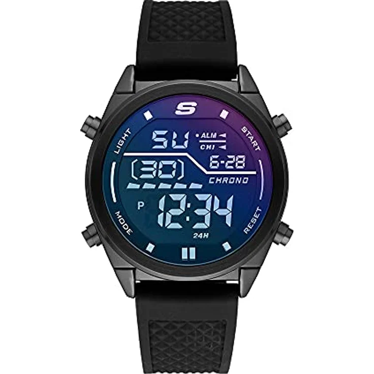 SKECHERS Herren Analog Quartz Uhr SR5142, 44 mm Gehäuse, schwarzes Silikonarmband, wasserdicht bis 50 m – Bild 1