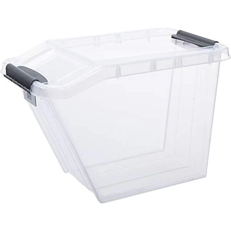Plast Team Pro Box Aufbewahrungsbox mit Deckel und QR-Code Stapelbar Transparent (58L) - Organisierung leicht gemacht mit QR-Code und App – Bild 1