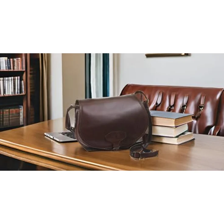 Mika BONNY Schultertasche, elegante Damentasche aus Sattelleder, braun – Bild 2