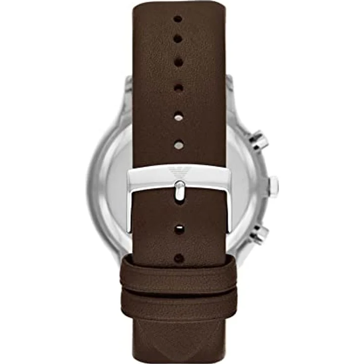 Emporio Armani Uhr für Herren, Chronographenwerk, 43mm Edelstahlgehäuse mit ProPlanet Lederarmband, Braun – Bild 2