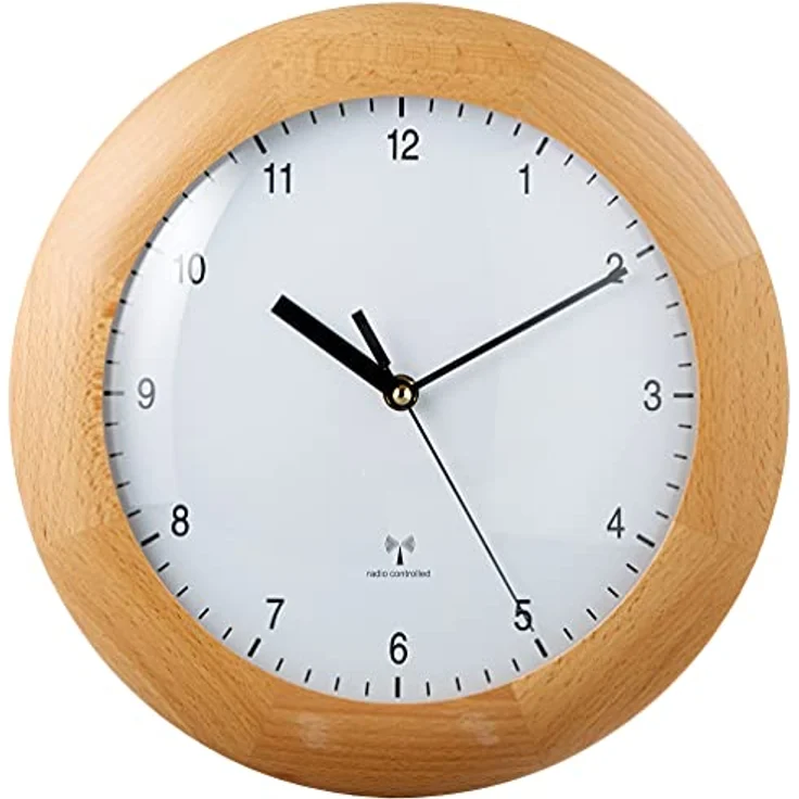 TFA Dostmann Funkwanduhr, Design Wanduhr Holz, aus Buche, zum Hängen, 31cm Durchmesser, braun, 98.1065 – Bild 2
