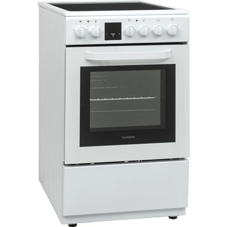 Telefunken Standherd BSHC55AI, Elektroherd freistehend mit Glaskeramik-Kochfeld, 55 Liter, 5 Betriebsarten, 4 Kochzonen, LED-Display, Energieeffizienzklasse A, Weiß – Bild 1