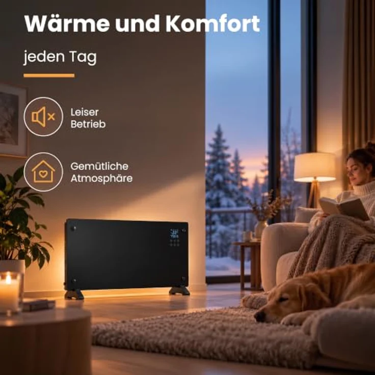 Extralink SMART GLASS PANEL HEATER, 2000W Infrarotheizung mit WLAN und Thermostat, Schwarz – Bild 7
